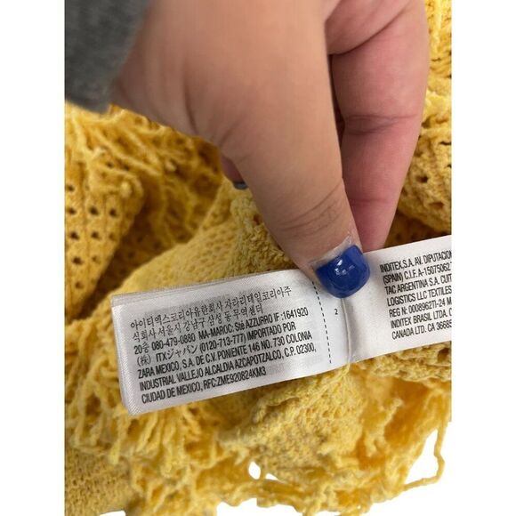 Zara Womens Sweater Top S Small Yellow Fringed Knit Sleeveless 4331/027 NWOT - Picture 8 of 13